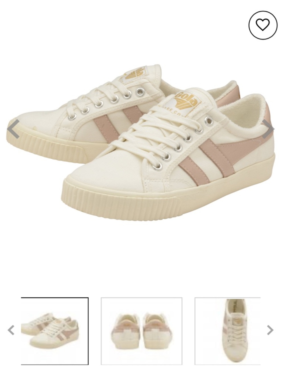 Gola Sneakers in Cream with Blush Stripes